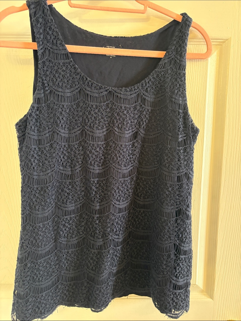 Women's Navy Blue Crochet Lace Tank Top